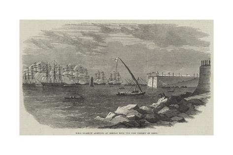 Giclee Print: HMS Glasgow Arriving at Bombay with the New Viceroy of India: 24x16in