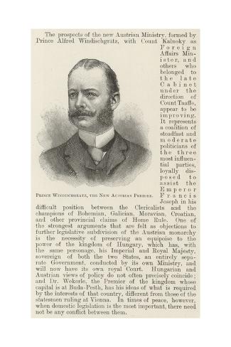 Giclee Print: Prince Windischgratz, the New Austrian Premier: 24x16in