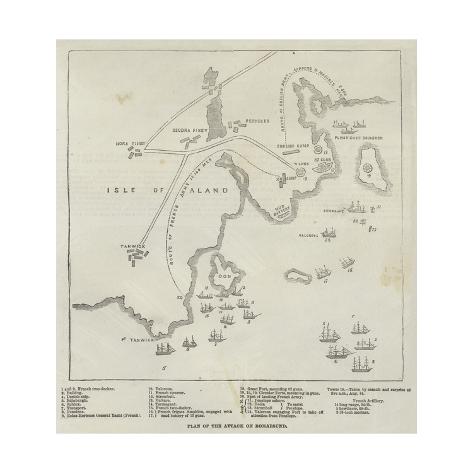 Giclee Print: Plan of the Attack on Bomarsund: 16x16in