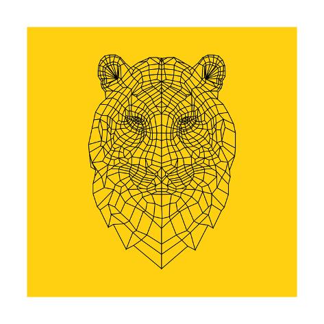 Art Print: Tiger Head Yellow Mesh by NaxArt: 12x12in