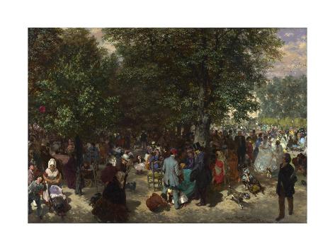 Giclee Print: Afternoon in the Tuileries Gardens by Adolph Friedrich Erdmann von Menzel: 16x12in