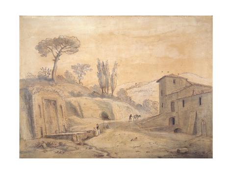 Giclee Print: The Antique Fountain and Arch at Grottaferrata, Rome by Gaspar van Wittel: 24x18in