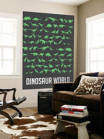 Wall Mural: Dinosaur Poster Green by NaxArt: 72x48in