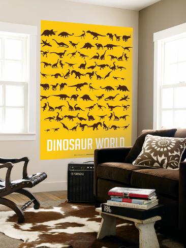 Wall Mural: Dinosaur Poster Yellow by NaxArt: 72x48in