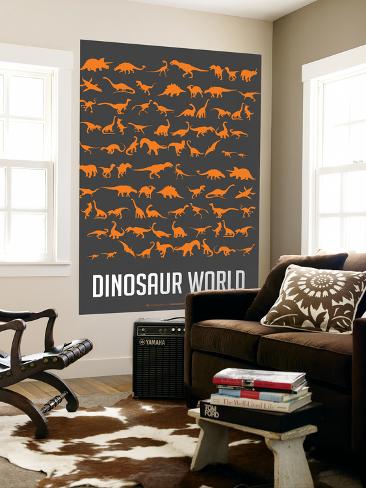 Wall Mural: Dinosaur Poster Orange by NaxArt: 72x48in