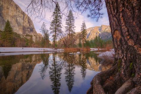 Photographic Print: Reflections Inside The Valley Late Winter, Yosemite National Park by Vincent James: 24x16in