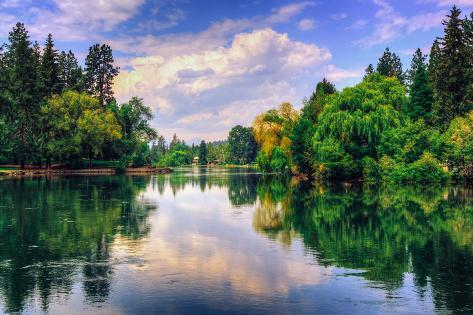 Photographic Print: Summer Afternoon Reflections at Drake Park, Bend Oregon by Vincent James: 18x12in