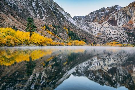 Photographic Print: Morning Autumn Reflections at Convict Lake, Mammoth Lakes, Eastern Sierras by Vincent James: 24x16in