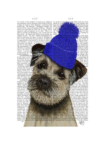 Art Print: Border Terrier with Blue Bobble Hat by Fab Funky: 24x18in