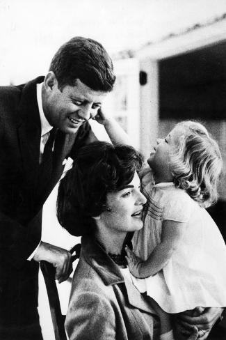 Photo: John and Wife Jackie Kennedy with their Daughter Caroline in USA in 1961: 18x12in