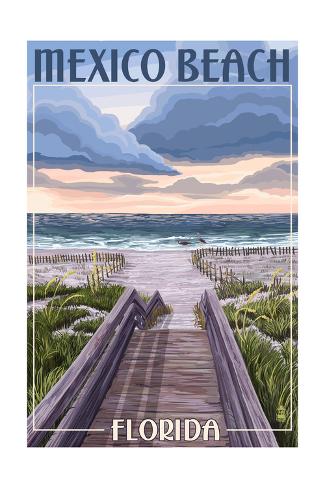 Art Print: Mexico Beach, Florida - Beach Boardwalk Scene by Lantern Press: 24x16in