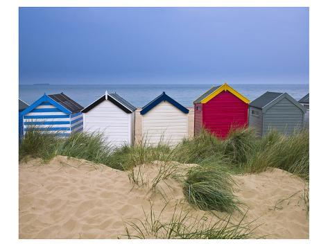 Art Print: Colorful Beach Huts in a Row: 36x48in