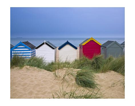 Art Print: Colorful Beach Huts in a Row: 44x56in