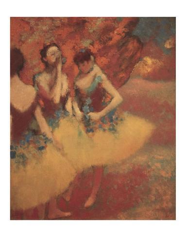Art Print: Three Dancers in Yellow Skirts, 1891 by Edgar Degas: 14x11in