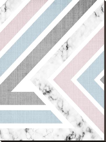 Stretched Canvas Print: Geometric Pink Blue by LILA X LOLA: 44x33in