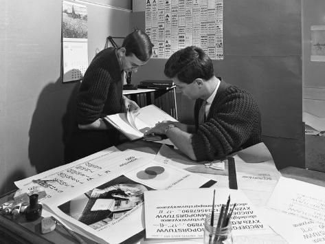 Photographic Print: Design Room at a Printing Company, Mexborough, South Yorkshire, 1959 by Michael Walters: 24x18in