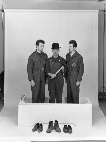 Photographic Print: Three Men in a Bath, 1966 by Michael Walters: 24x18in