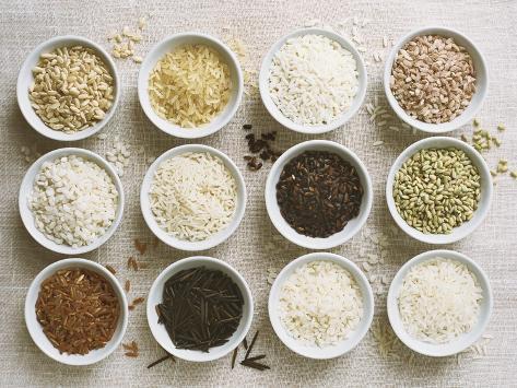 Photographic Print: Various Types of Rice in Small Bowls by Ingvar Eriksson: 24x18in