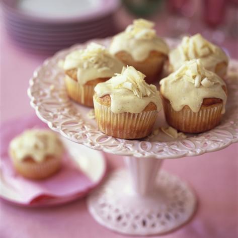 Photographic Print: White Chocolate Muffins on Cake Stand by Michael Paul: 16x16in