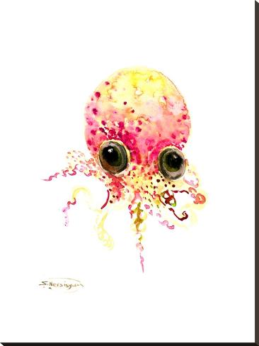 Stretched Canvas Print: Baby Octopus Peach Color by Suren Nersisyan: 48x36in