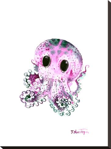 Stretched Canvas Print: Baby Octopus Tuquoise by Suren Nersisyan: 24x18in