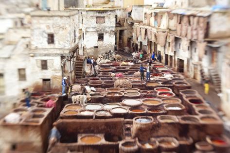 Photographic Print: The Tannery in Fez, Morocco by Peter Adams: 24x16in