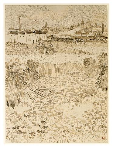Art Print: Arles: View from the Wheatfields by Vincent van Gogh: 42x32in