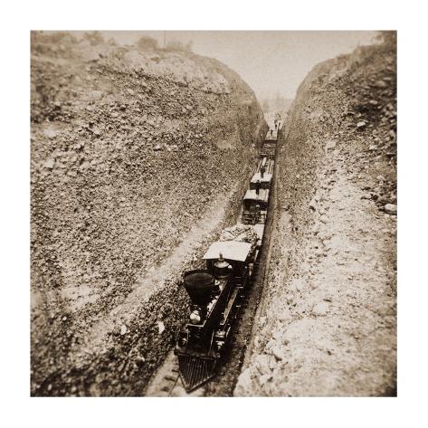 Art Print: Bloomer Cut near Auburn, California, 800 feet long and 63 feet high, 1866-1869 by Alfred A. Hart: 7x7in