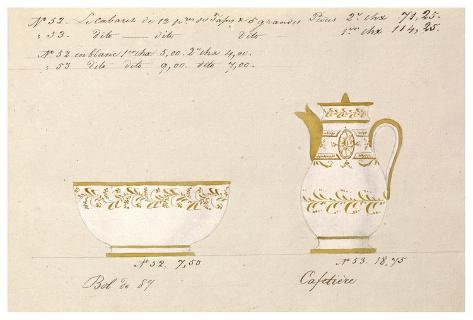 Art Print: Bol et cafetière, ca. 1800-1820 by Honore: 42x62in