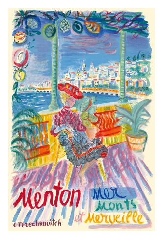 Giclee Print: Menton, France - Mer Monts et Merveille (Mountains and Sea Wonder) by Constantin Terechkovitch: 44x30in