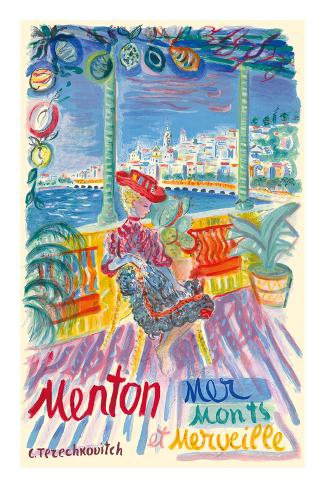 Premium Giclee Print: Menton, France - Mer Monts et Merveille (Mountains and Sea Wonder) by Constantin Terechkovitch: 36x24in