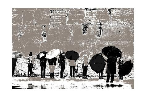 Giclee Print: The Women's Side, from the Series Tuesday at the Wailing Wall (2016) by Joy Lions: 24x16in