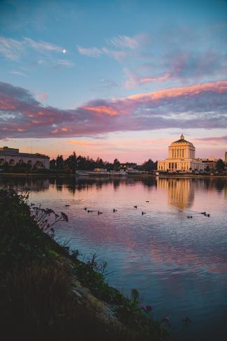 Photographic Print: Lakeside Morning Reflections, Lake Merritt, Oakland California by Vincent James: 18x12in