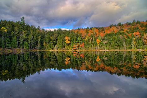 Photographic Print: Autumn Reflections at White Mountains Lake, New Hampshire by Vincent James: 24x16in