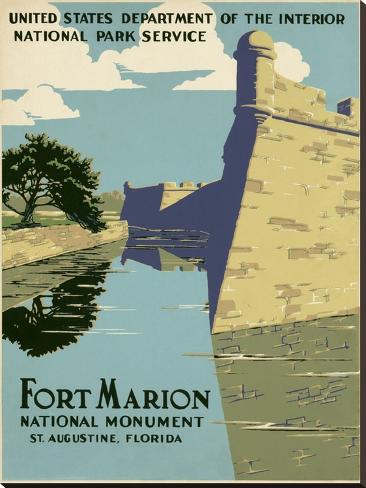 Stretched Canvas Print: Fort Marion National Monument, St. Augustine, Florida, ca. 1938 by WPA: 48x36in