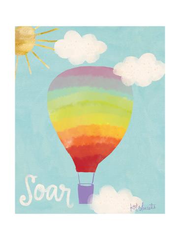 Art Print: Rainbow Hot Air Balloon by Katie Doucette: 12x9in