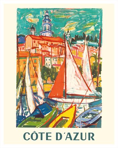 Giclee Print: Cote D'Azur - Menton, France by Roger Marcel Limouse: 20x16in