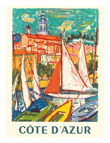 Giclee Print: Cote D'Azur - Menton, France by Roger Marcel Limouse: 26x20in