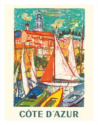 Giclee Print: Cote D'Azur - Menton, France by Roger Marcel Limouse: 14x11in