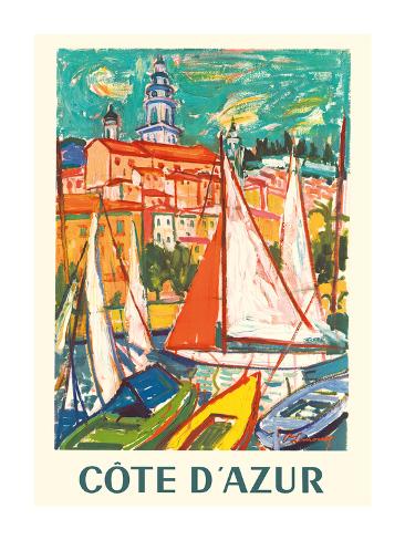 Premium Giclee Print: Cote D'Azur - Menton, France by Roger Marcel Limouse: 24x18in