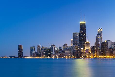 Photographic Print: Usa, Illinois, Chicago. the City Skyline from North Avenue Beach. by Nick Ledger: 24x16in