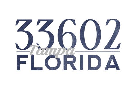 Art Print: Tampa, Florida - 33602 Zip Code (Blue) by Lantern Press: 24x16in