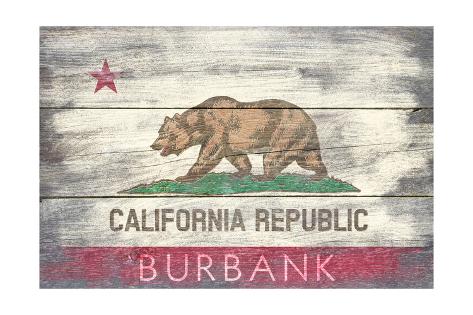 Art Print: Burbank, California - Barnwood State Flag by Lantern Press: 24x16in