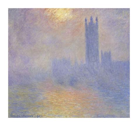 Art Print: Houses of Parliament by Claude Monet: 16x17in