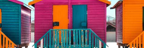 Photographic Print: Awesome South Africa Collection Panoramic - Colorful Beach Huts Seven Pink by Philippe Hugonnard: 36x12in