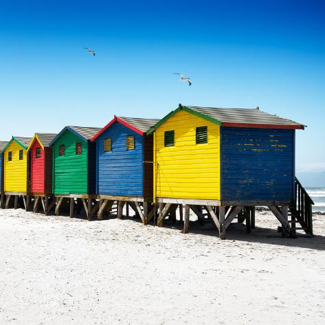 Photographic Print: Awesome South Africa Collection Square - Colorful Beach Huts at Muizenberg - Cape Town VI by Philippe Hugonnard: 16x16in