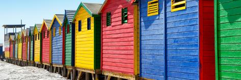 Photographic Print: Awesome South Africa Collection Panoramic - Colorful Beach Huts Cape Town II by Philippe Hugonnard: 36x12in