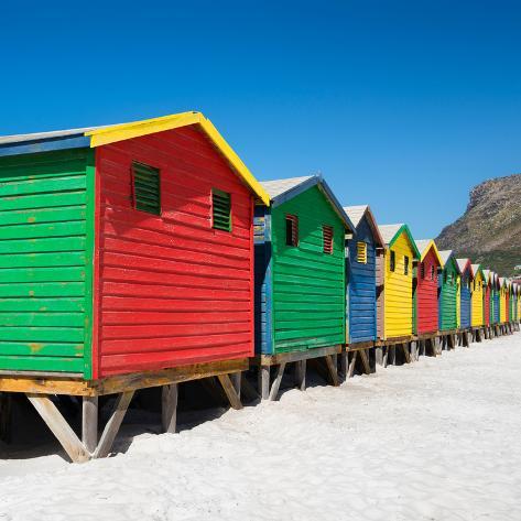 Photographic Print: Awesome South Africa Collection Square - Colorful Beach Huts on Muizenberg by Philippe Hugonnard: 16x16in