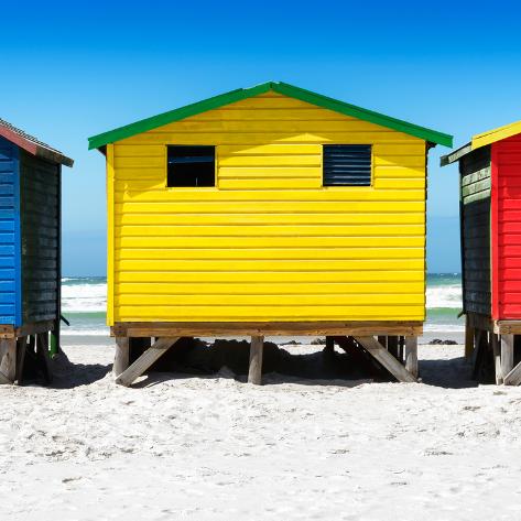 Photographic Print: Awesome South Africa Collection Square - Colorful Beach Huts by Philippe Hugonnard: 16x16in