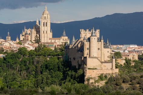 Photographic Print: The Imposing Gothic Cathedral and the Alcazar of Segovia, Castilla Y Leon, Spain, Europe by Martin Child: 24x16in